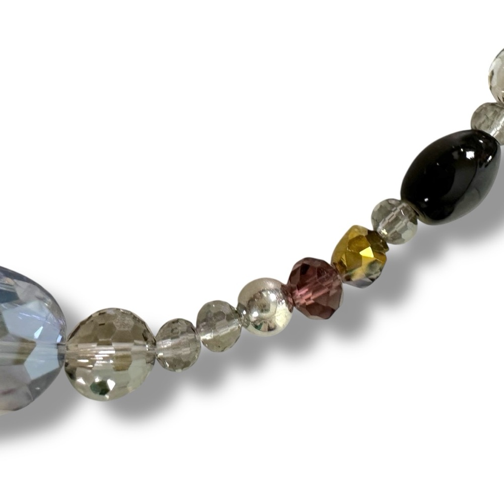 Anthropologie Serefina Chunky Mixed Beaded Retro 50’s Necklace Dark Grey NWT - Picture 12 of 14